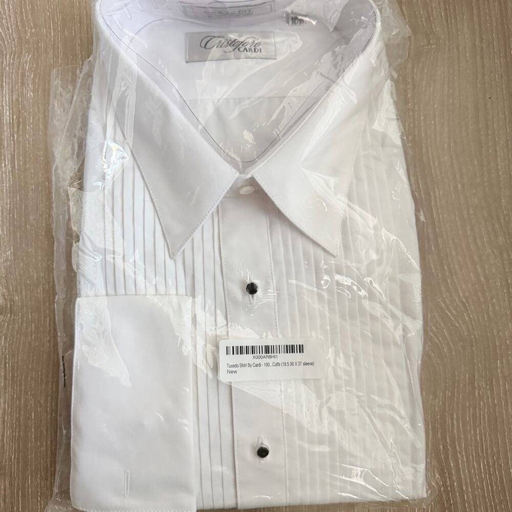 NWT Cristoforo Cardi Formal White Pleated Dress Shirt, 18.5 (36/37) - Picture 5 of 6